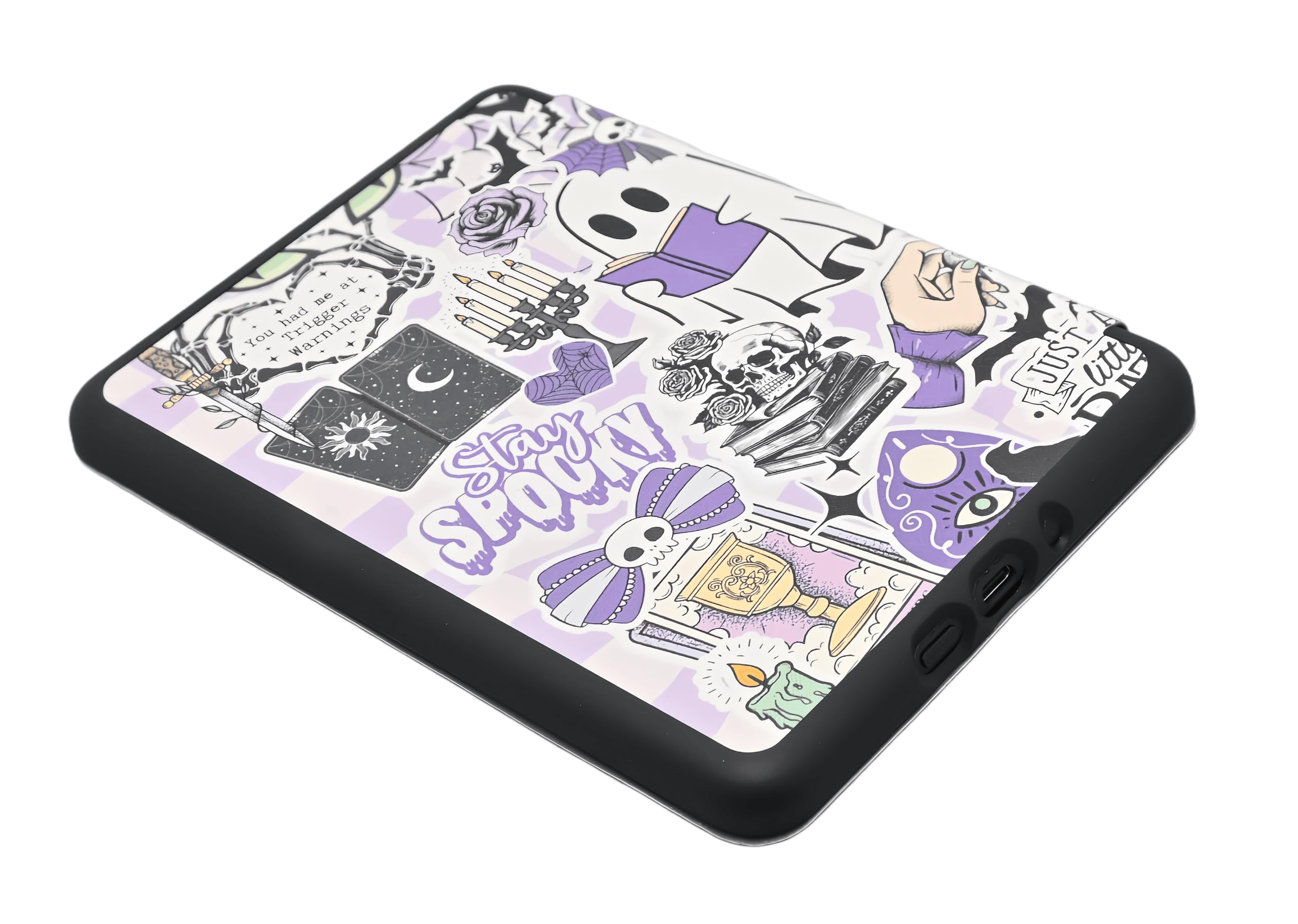 Funda para Kindle de 6 pulgadas (11ª generación 2024/2022), funda protectora de piel sintética ligera plegable de TPU con encendido y apagado automático, correa de mano, morado espeluznante