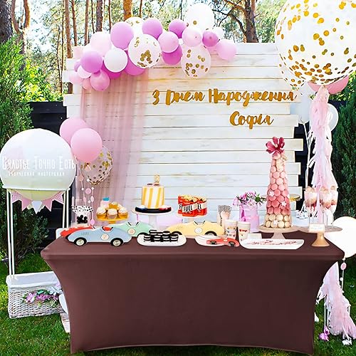 Miniatura 2 de Cvzavbd Paquete de 2 manteles rectangulares ajustables de elastano de 6 pies, tela elástica para muebles de patio, 6 pies sin arrugas, para fiestas,