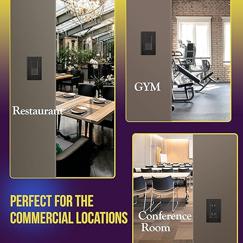 Miniatura 414 de ENERLITES SI8834-BK - Placa de pared decorativa sin tornillos, cubierta de enchufe segura, 4 entradas, 4.68 x 8.30 pulgadas (alto x largo), Negro