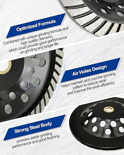 Miniatura 5 de SHDIATOOL Rueda de copa de molienda de diamante de fila turbo de 4 pulgadas para ladrillo de mampostería de mármol de granito de hormigón se adapta