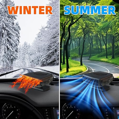 Miniatura 6 de Calentador de automóvil, desempañador portátil de 12 V 200 W, ventilador de calentamiento rápido 2 en 1 con asa, enchufe 2026 en encendedor de