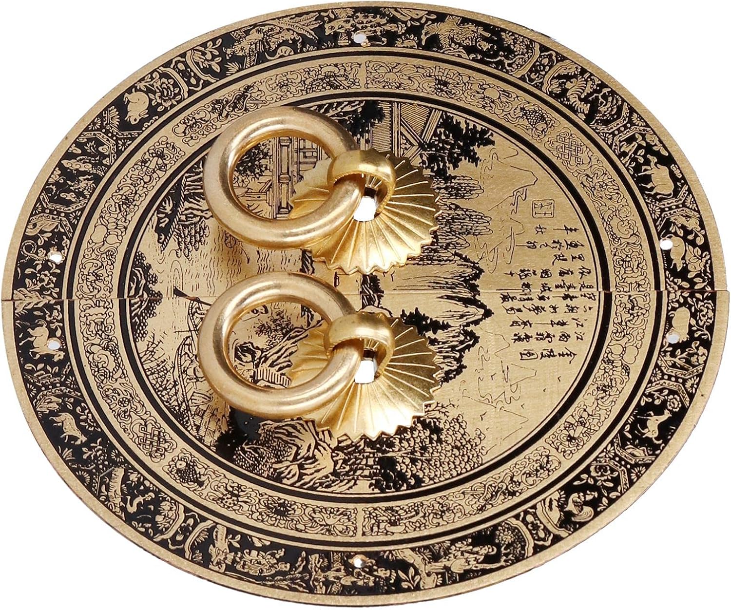 AUNMAS Vintage Brass Pull Handle, 11cm Originality Pattern Drawer Handle Chinese Antique Furniture Brass Handle for Home