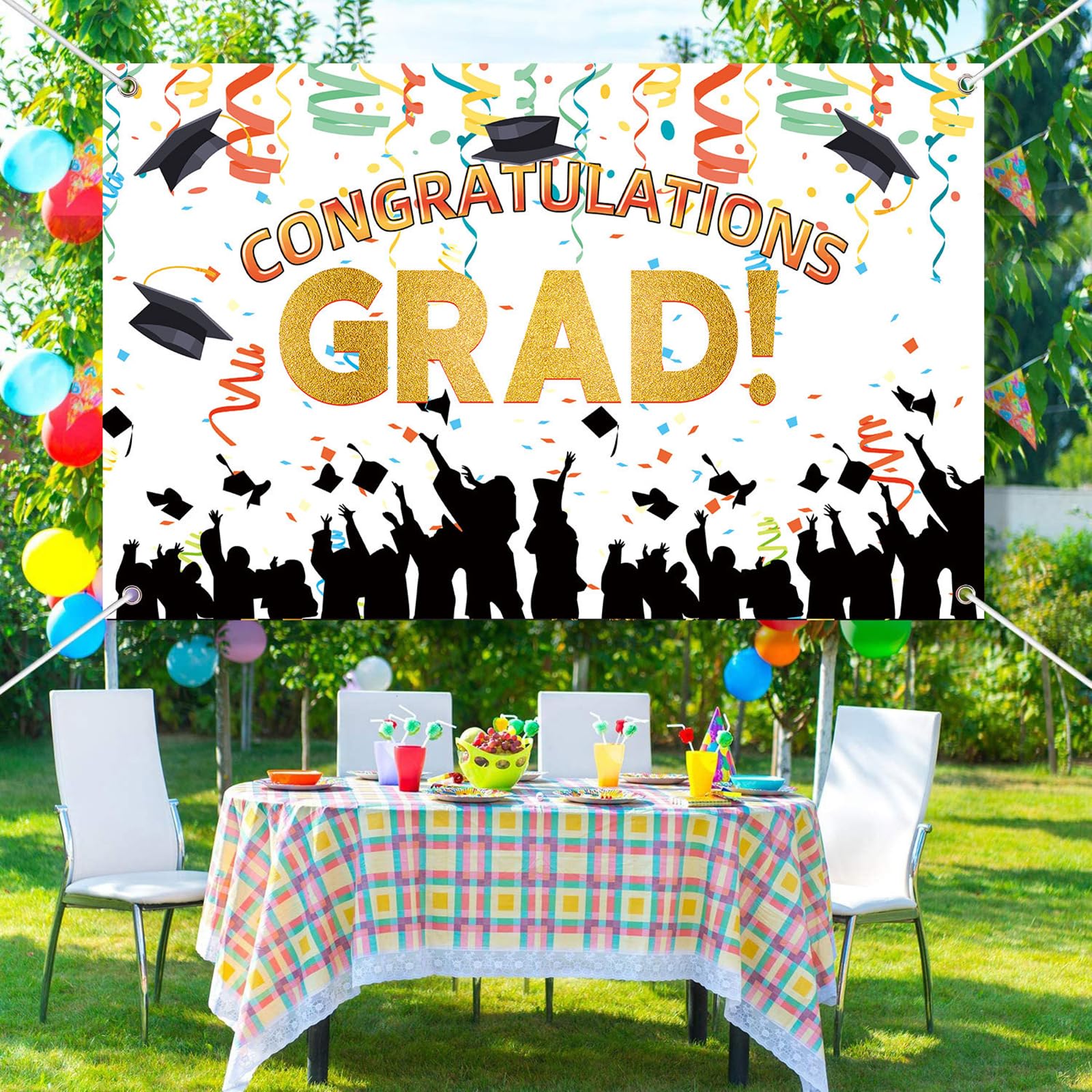 TENCOW Sfondo Per Feste Di Laurea 2025 - 243x183 Cm, Tela In Vinile Con Stampa Personalizzata, Per Decorazioni E Foto