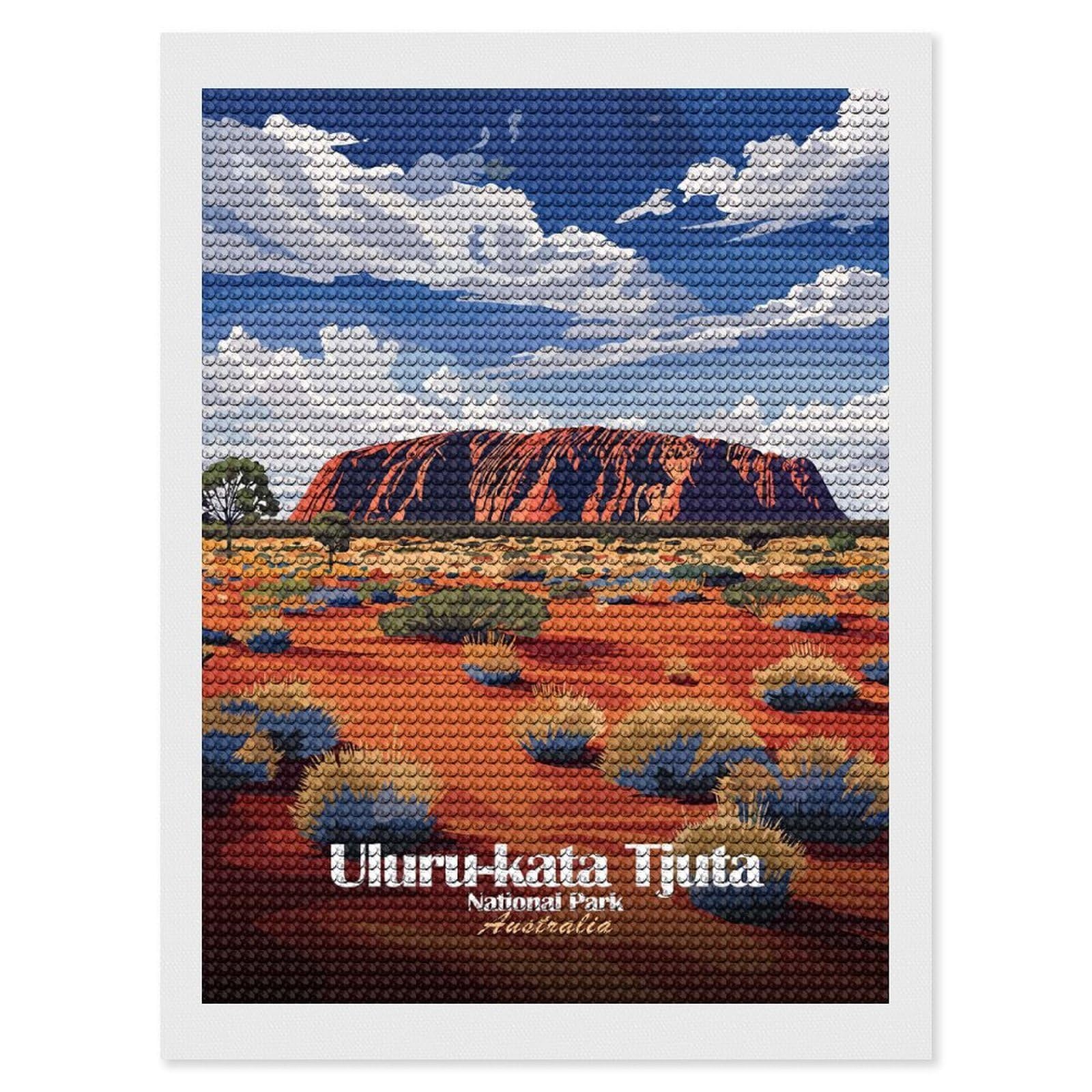 Junmoney Uluru-Kata Tjuta National Park Illustration Diamond Art Kit 12"x16", Relaxing DIY Hobby, Satisfying Creative Project, Living Room Decor, for Women