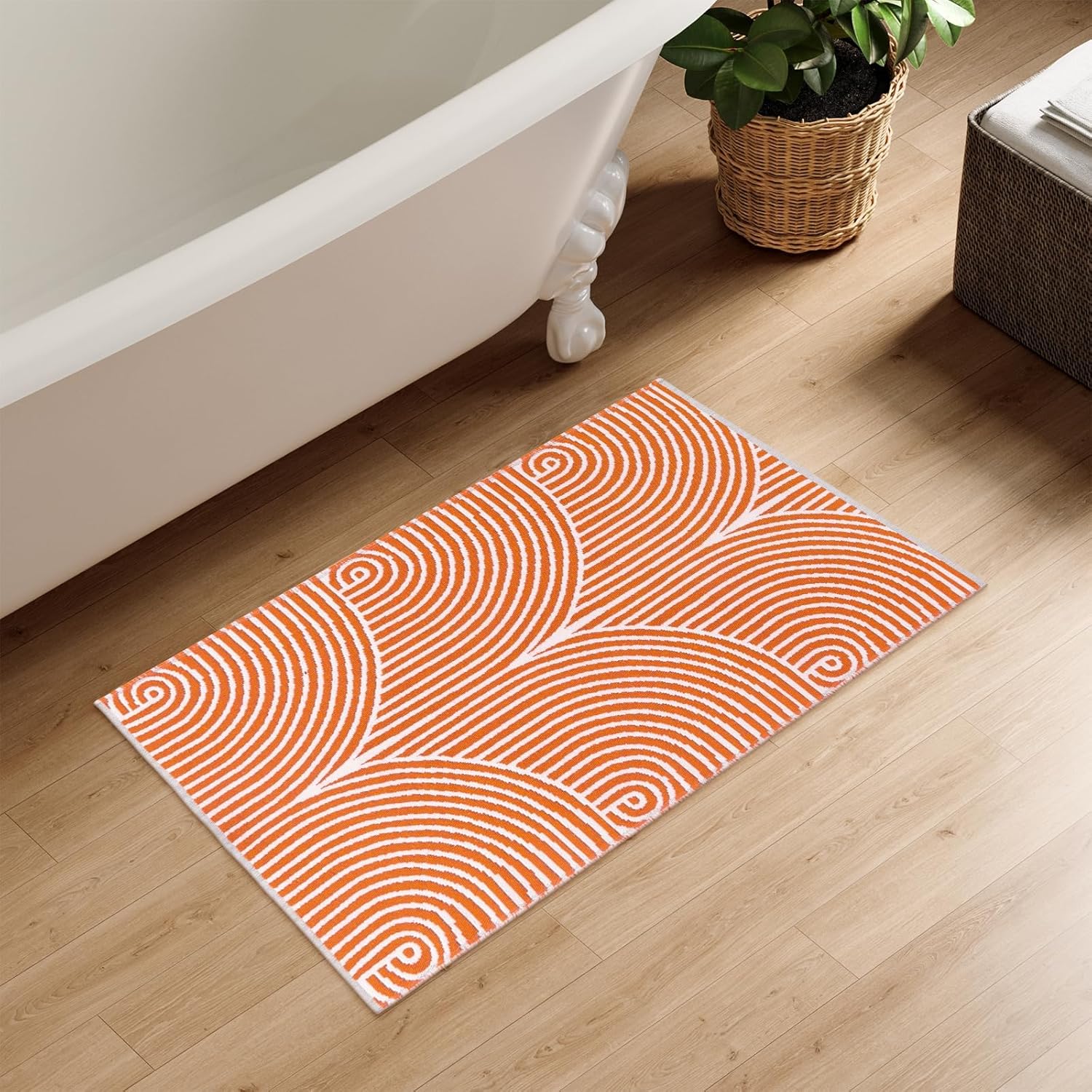 Tiffasea Indoor Door Mat 2'x3', Front Door Mats Machine Washable Small Area Rug Entryway Rug, Cotton Woven Indoor Outdoor Rugs Reversible Floor Mats for Bedroom/Bathroom/Kitchen (Orange&White) - Image 7