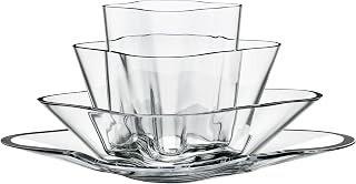 Iittala Alvar Aalto Collection Aalto-Blume, 4-tlg., Schale, Schüssel, Stapelbar, Klar, Glas, 1007030