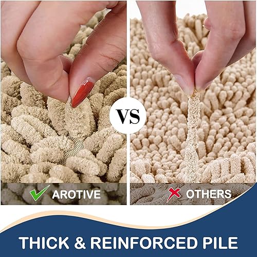 Miniatura 6 de Arotive Alfombras de baño de chenilla, 2 piezas, tamaño de alfombra de baño de 24 x 16 y 30 x 20 pulgadas, color beige, paquete de 2 artículos