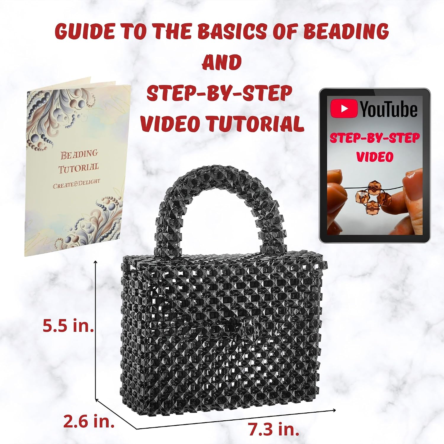 Arts and Crafts for Adults: Craft Supplies for Weaving Beaded Cute Things. DIY Kits for Adults - Hobbies for Women, Teen Gifts. Bead Kit Art Supplies. Step-by-Step Video Tutorial. Black