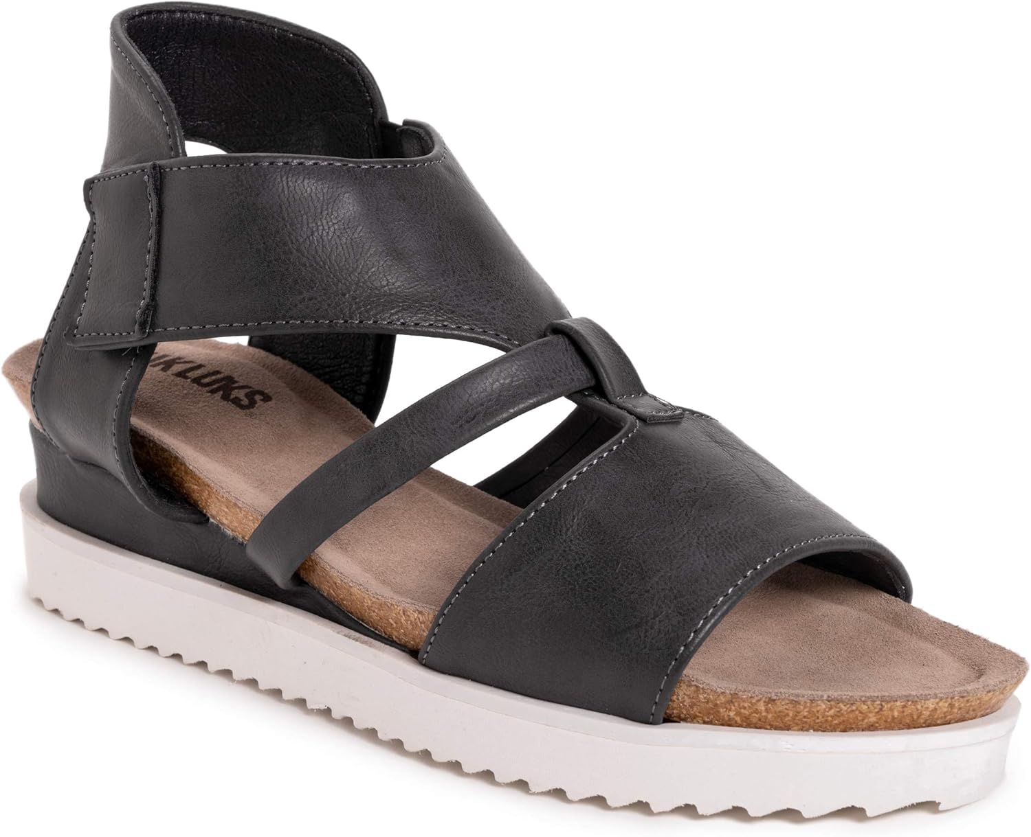 MUK LUKS Women's Pitch Soprano Sandal-Grey Wedge, 6