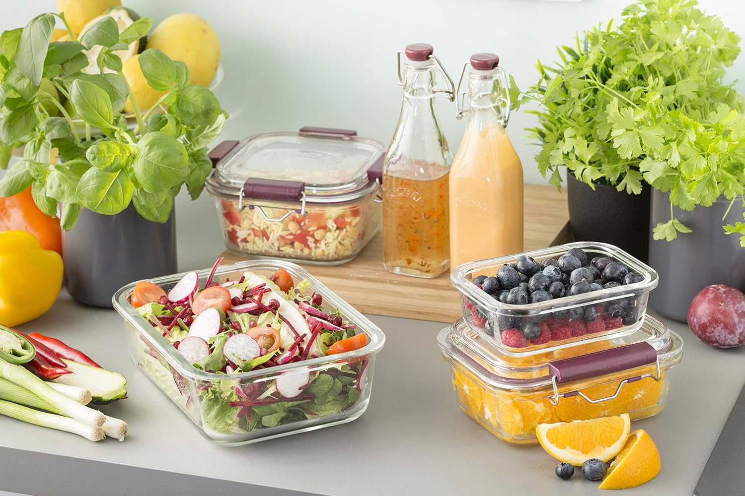 Kilner 1.4 Litre Fresh Storage Stackable Glass Food Container, 22 x 16.7 x 8.5 cm, Clear