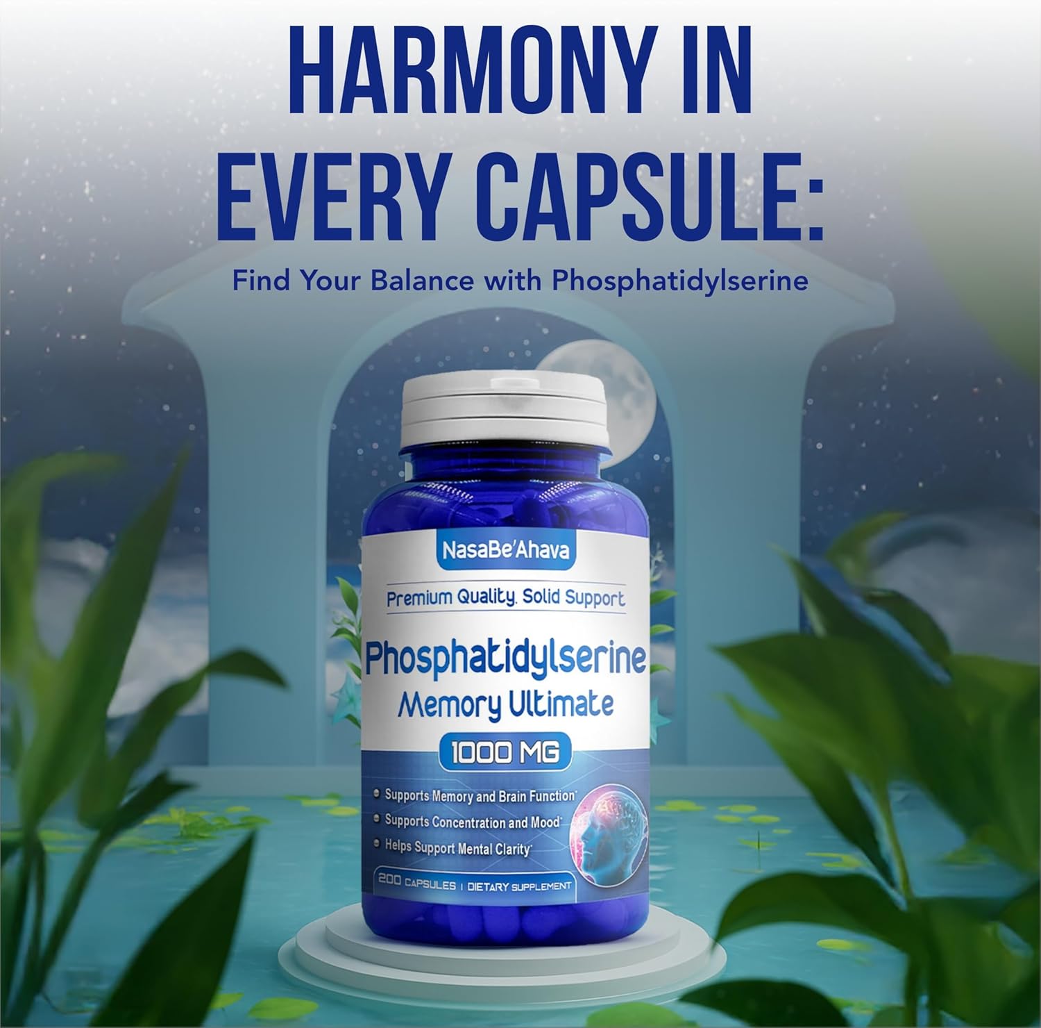 Memory Supplement for Brain Support | Phosphatidylserine Supplement with Memory and Focus Complex with Ginkgo Biloba DMAE Rosemary and Gotu Kola | Made and Tested The USA (66 Day Supply)