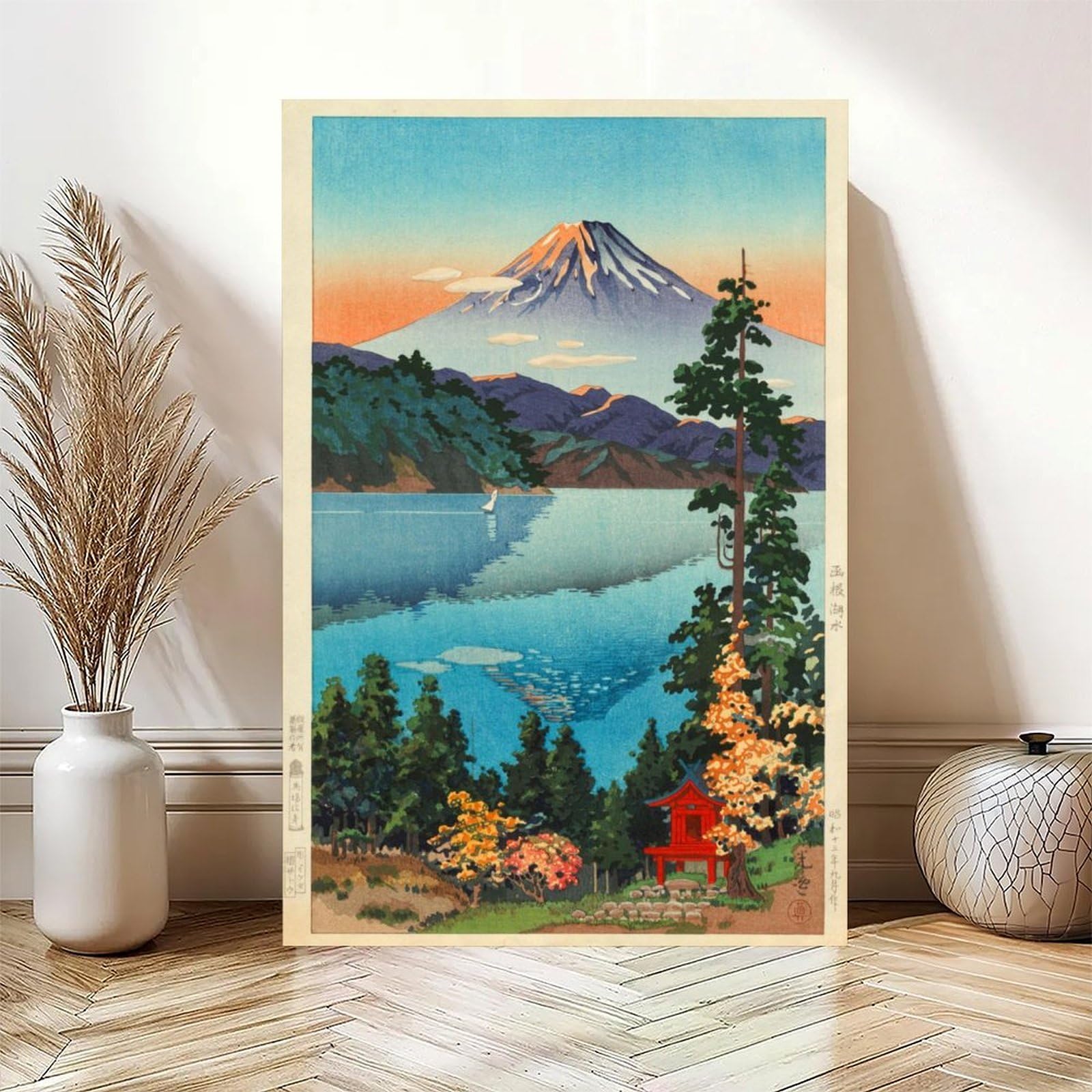 Zensetu Temple Kawase Hasui Ukiyo-e Poster su tela per camera da letto, decorazione artistica da parete per ufficio, camera da letto, decorazione estetica regalo, cornice regalo, 30 x 45 cm