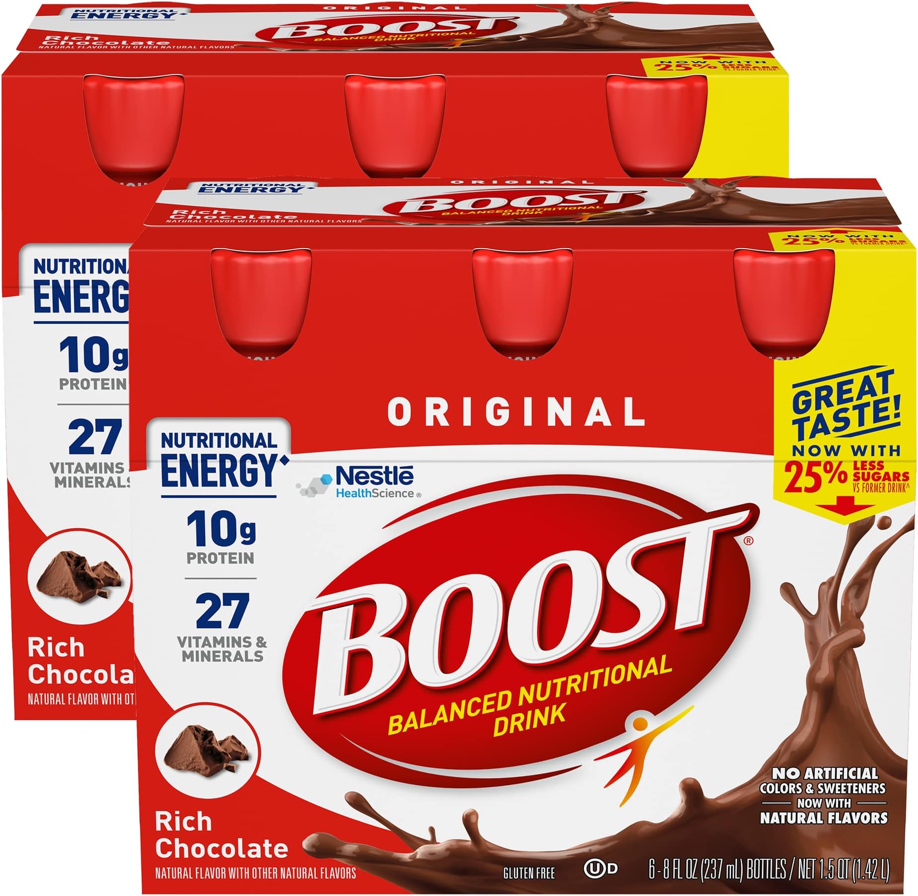 Original Nutritional Energy Balanced Nutritional Drink (6 Count (Pack of 2), Chocolate)