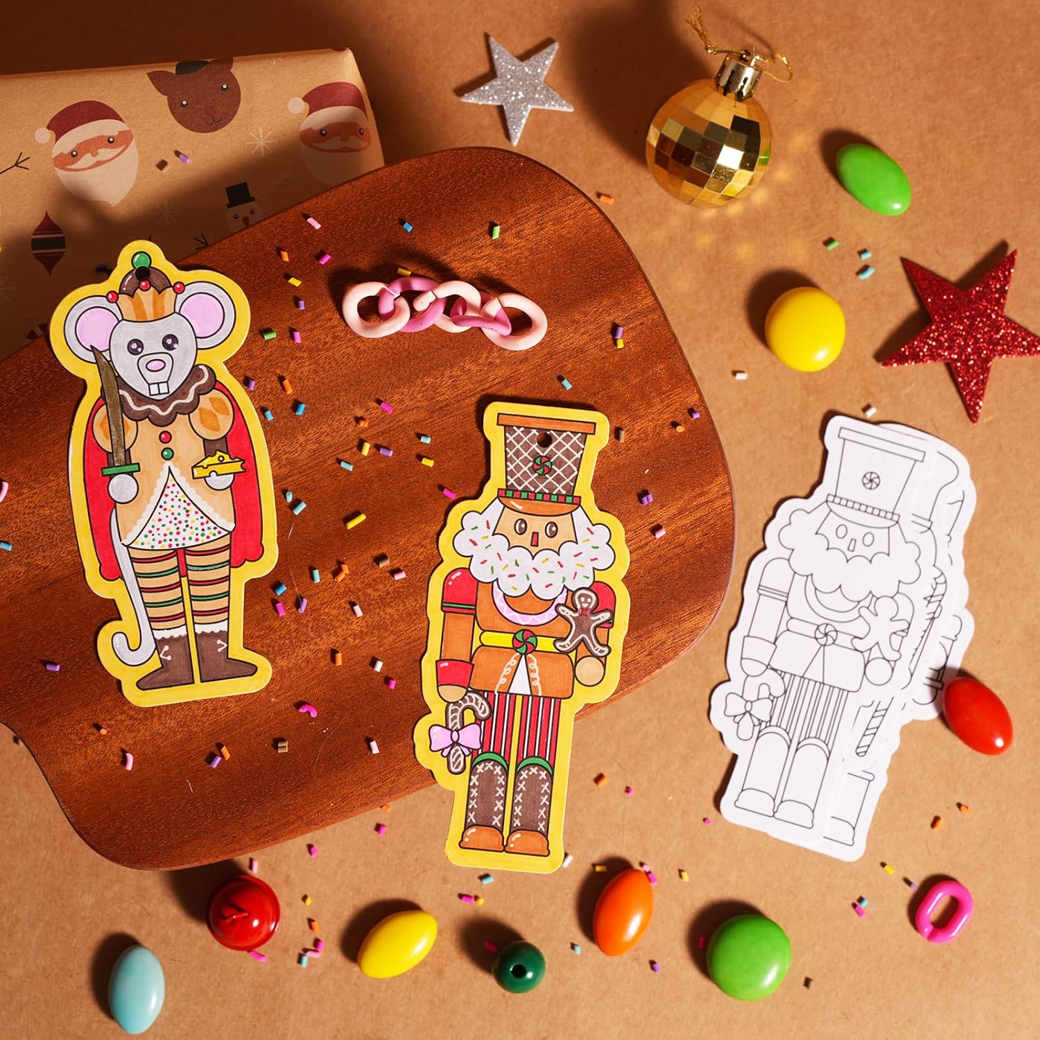 Nutcracker Ballet Ornaments Crafts Christmas Paper Nutcracker Coloring Craft Kit Ballet Mouse King Walnut Soldier DIY Supplies Hanging for Xmas Tree Home Decor (30)
