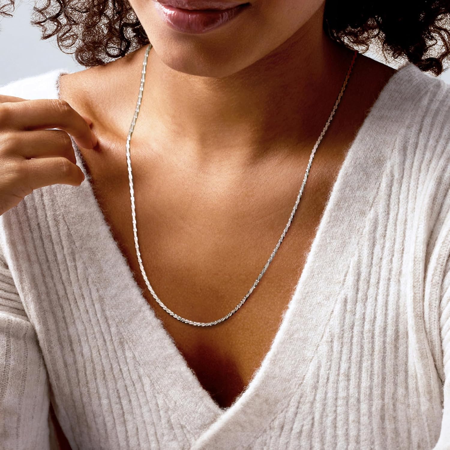 Ross-Simons Italian 2mm Sterling Silver Crisscross-Chain Necklace