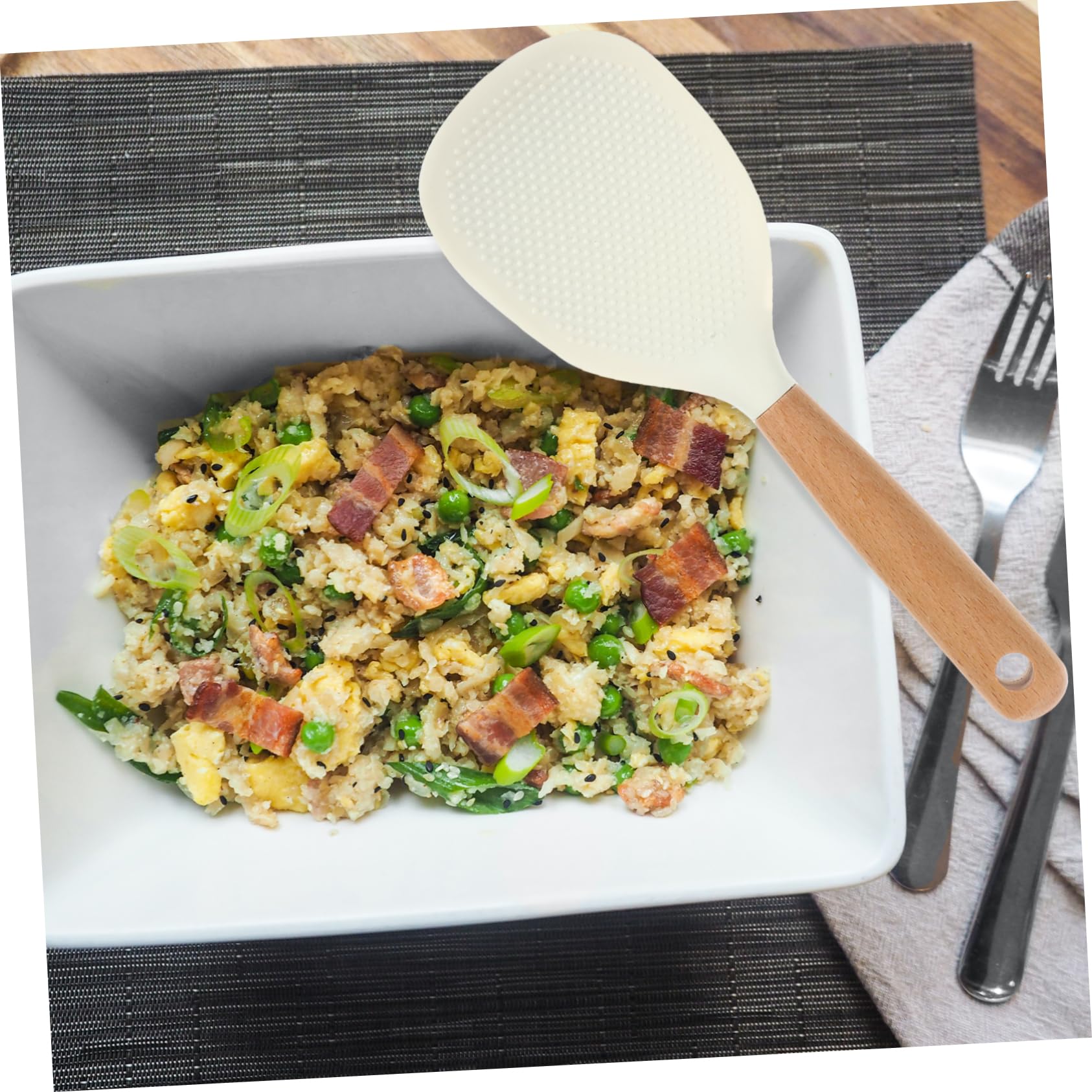 2 Palette Per Riso Antiaderenti - Cucchiaio In Plastica Bianco Per Cucina - Foto 3