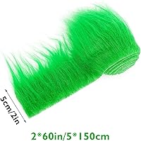 Vista 2 de Lusofie Tiras Precortadas de Tela de Piel Sintética Afelpada Lanuda 2x60 pulgadas Piel Verde Esponjosa Peluda para Manualidades para Árbol