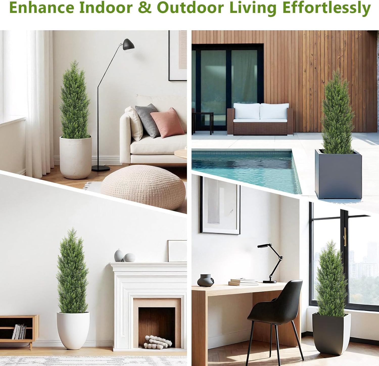 THE BLOOM TIMES Artificial Topiary Cedar Trees Outdoor 4FT Tall 2 Set, Realistic Faux Pine Cypress Shrubs Bushes, UV Resistant Large Fake Evergreen Plants for Front Porch Outside Planter Decor 4 Foot - Image 6