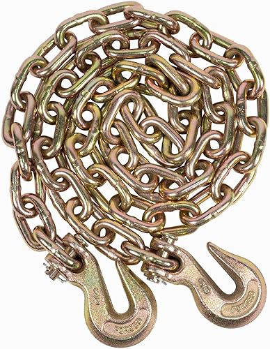 Miniatura 3 de Mytee Products Cadena de carpeta de grado 70 de 38 pulgadas x 6 pies con ganchos de agarre de horquilla, cadena de remolque de transporte G70,