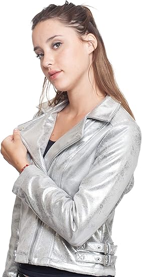 chamarra plateada mujer