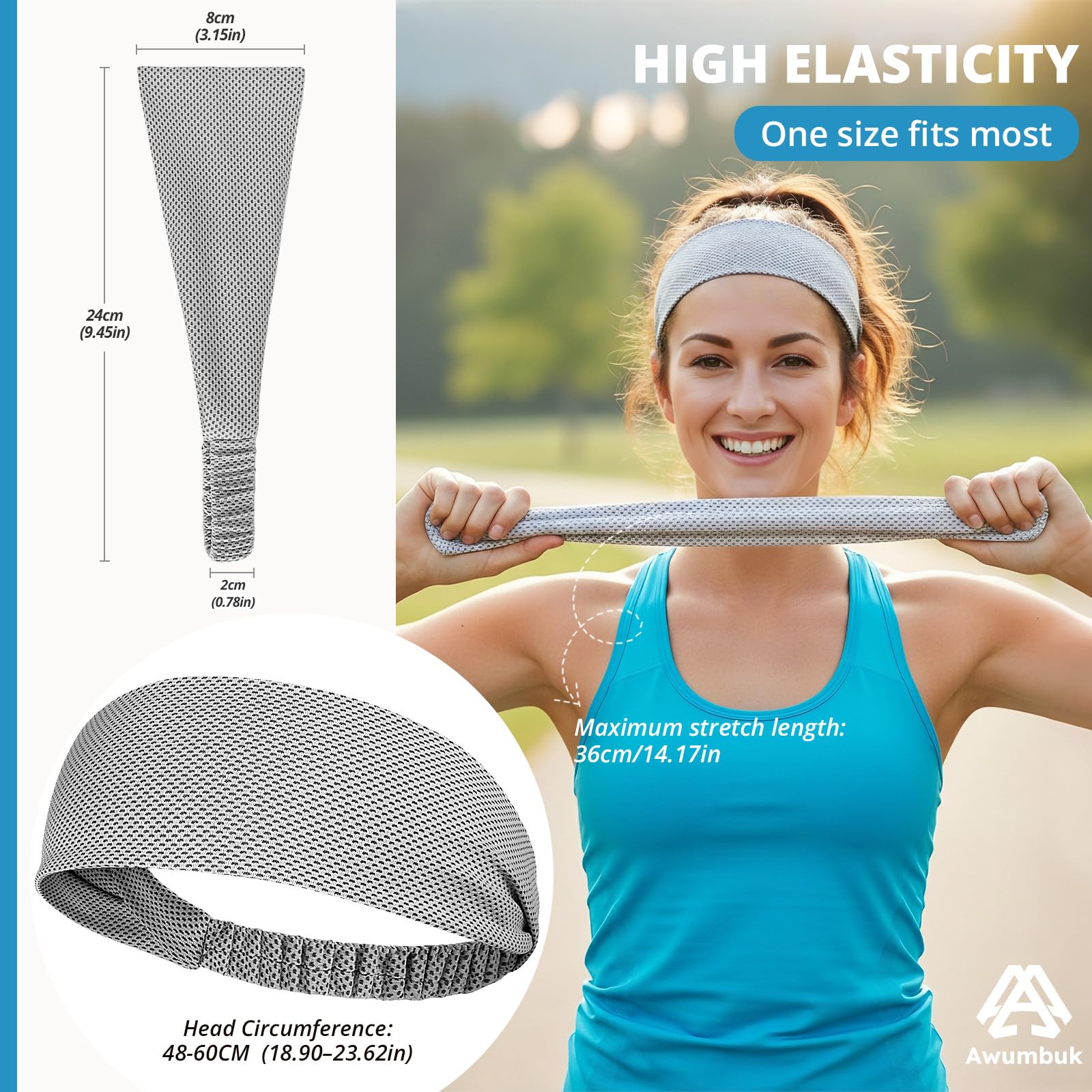 Awumbuk Fascia Capelli Donna Raffreddamento Sport, 4 Pezzi - Elastica Antiscivolo Moda Assorbente per Sudore per Yoga, Fitness, Running