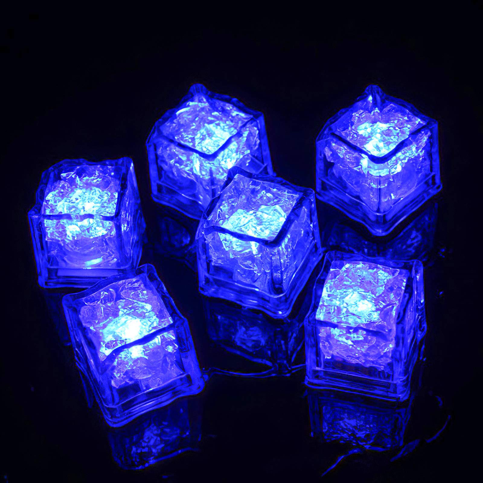12Pack Blue Led Ice Cubes Flashing Ice Cubes for Drinks, Reusable Ice Cubes Light Up Beer Ice Bucket, Novelty Glow Ice Cubes Illuminated Plastic Led Ice Cube Lights for Bath
