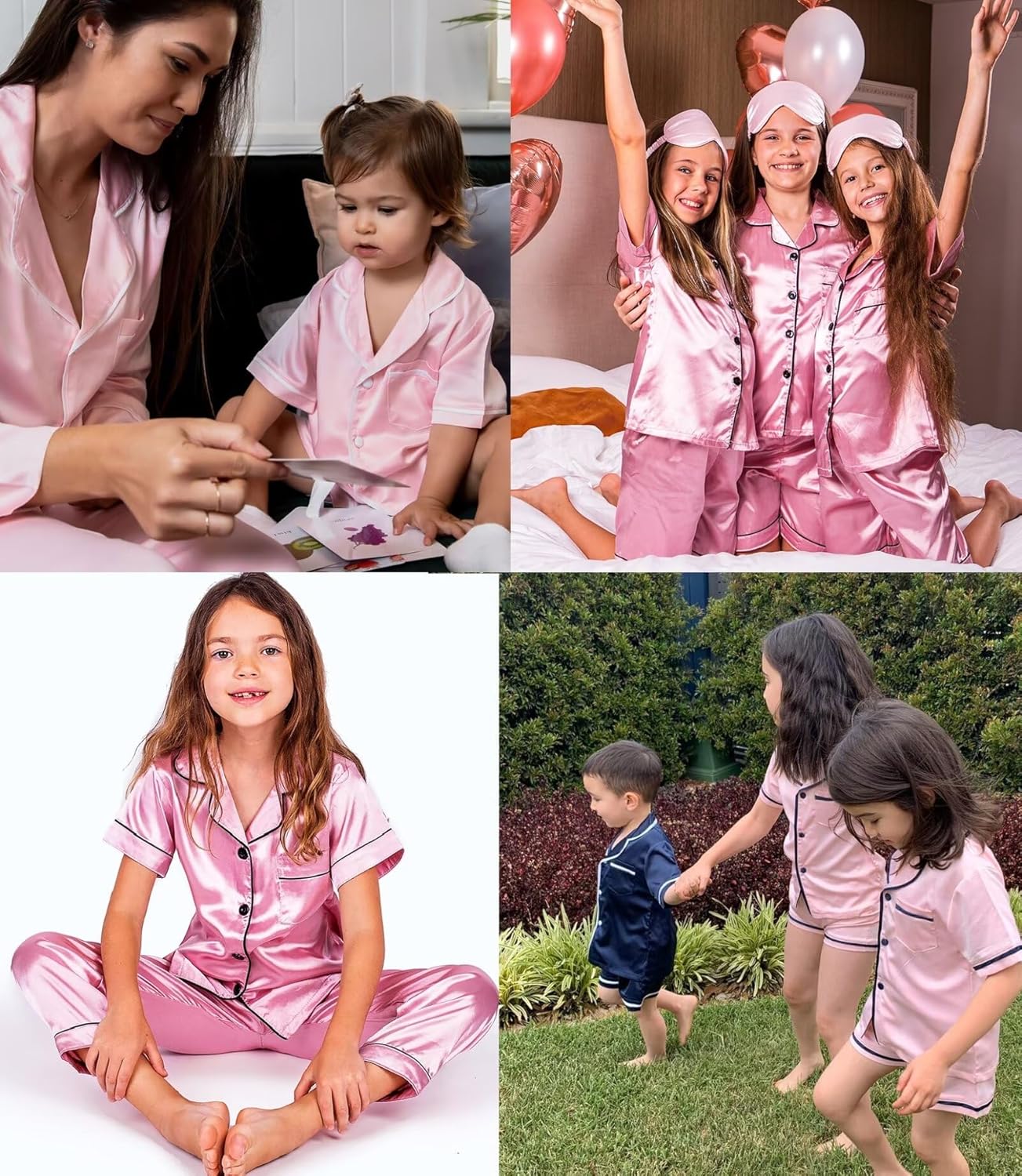 SWOMOG Button Down Pajamas Sets Pjs Silk Satin Long Sleeve Shirt Long Pant Set Sleepwear 3 Pcs Loungewear - Image 5
