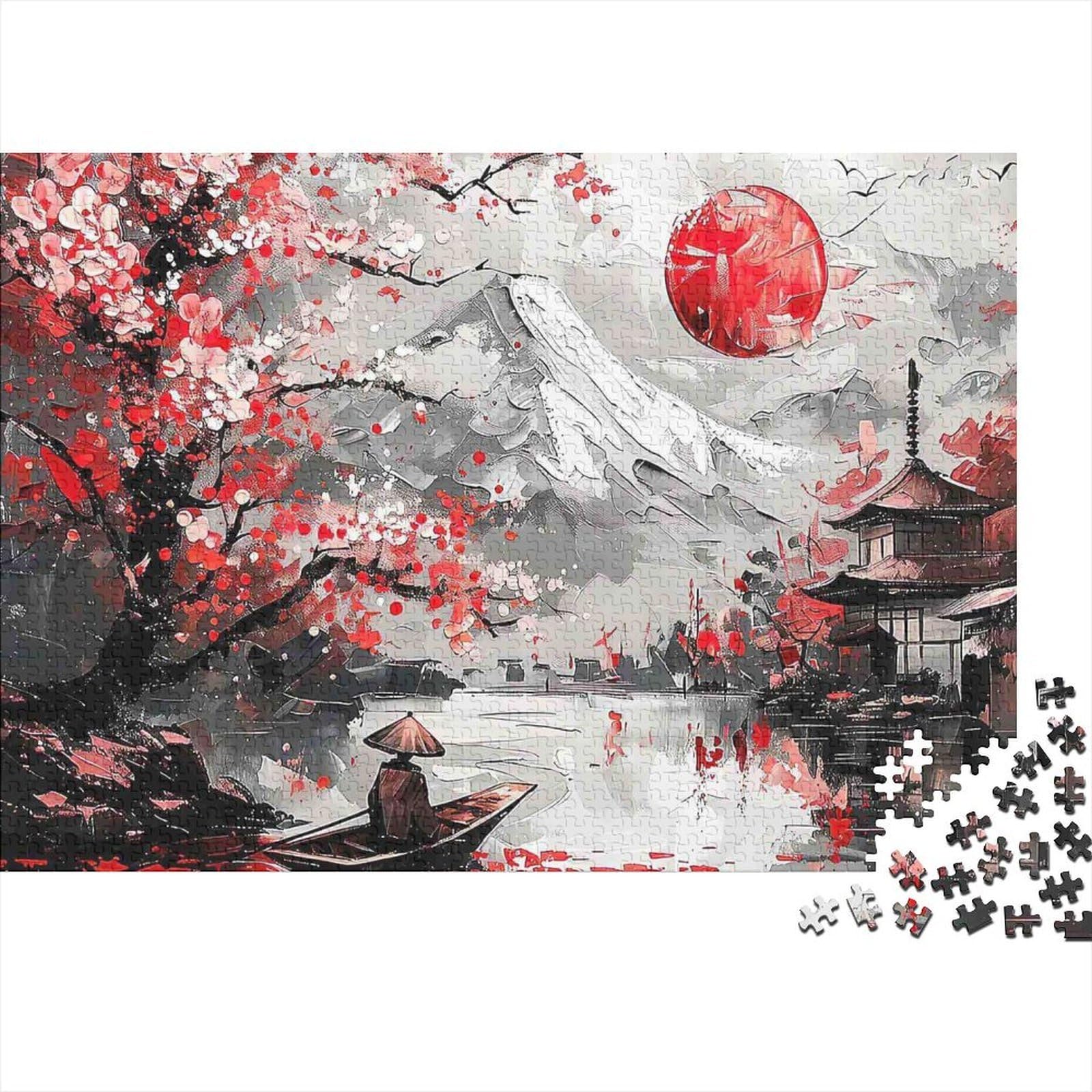 Snow Mountain Scenery Jigsaw Puzzle 1000 Piece Jigsaw Puzzle Paper for Adults Japanese Cherry Blossom Relaxation Focus Home Decor 38x26cm/1000pcs 38x26cm/1000pcs โ image 1