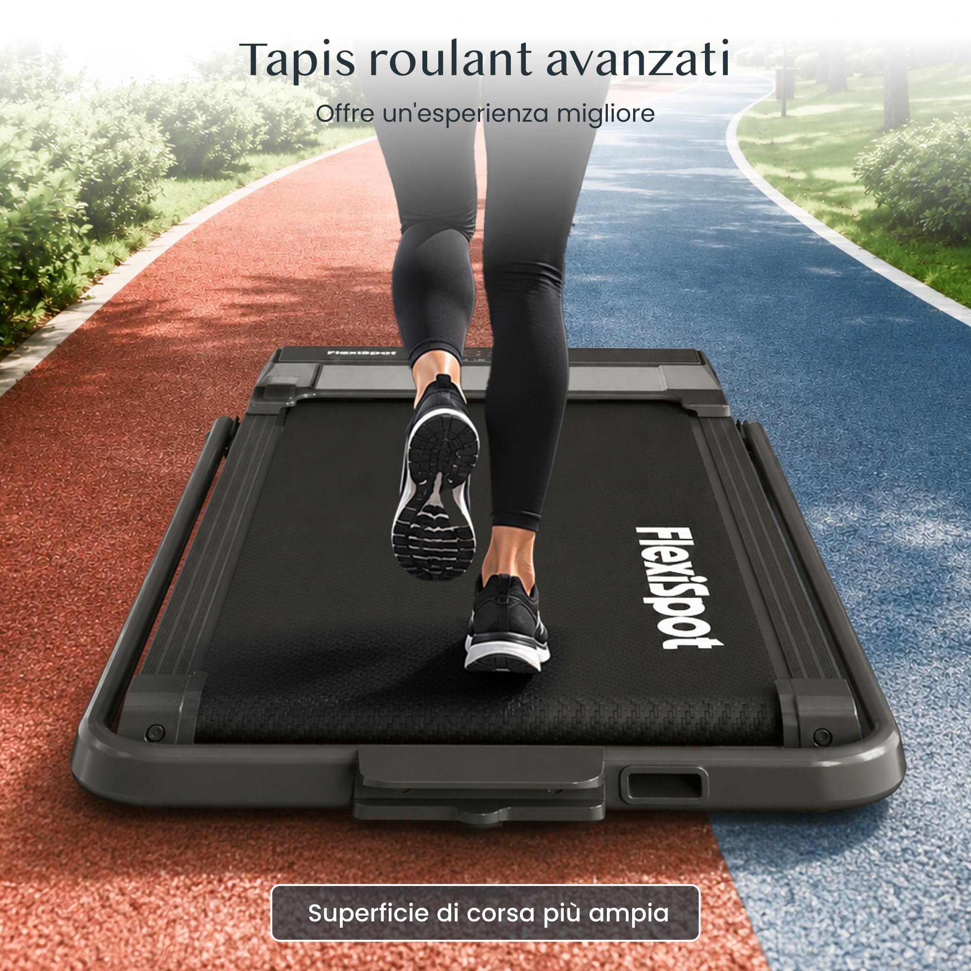 FLEXISPOT DynamicX Tapis Roulant Elettrico 2 in 1 Pieghevole con Corrimano, Walking Pad Inclinazione 7%, Velocità 1-12 km/h, Portata 140 kg, Display LED e Telecomando, per Casa e Ufficio