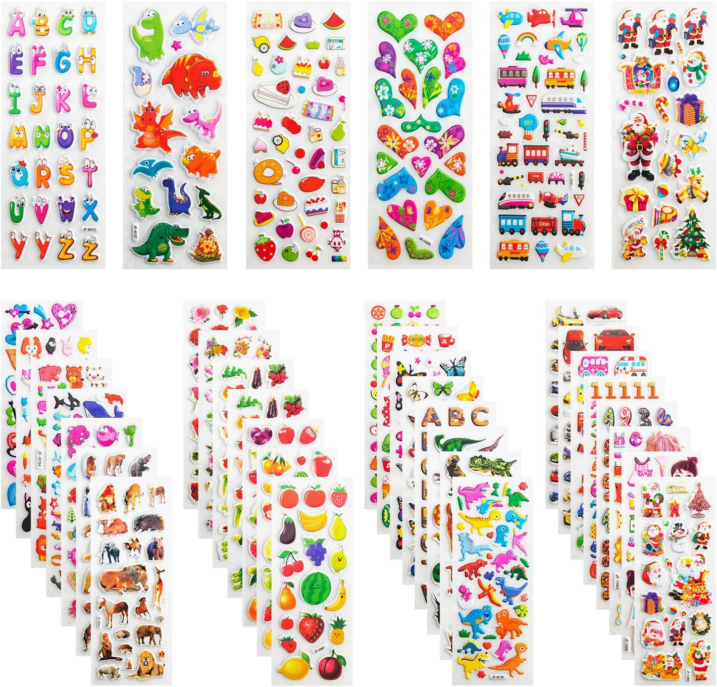 Habett Stickers for Kids Toddlers, 900+ 3D Puffy Kids Stickers, Bulk Stickers for Girl Boy Birthday Gift, Fun Stickers for Teachers, Reward, Craft Scrapbooking Including Letter, Numbers, Dinosaurs
