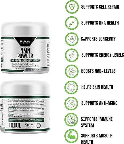 Miniatura 9 de Probase Nutrition Longevity Pure NMN Powder 40 Grams - Ultra-Pure, Fully Stabilized, Pharmaceutical Grade NMN to Boost NAD+, Nicotinamide