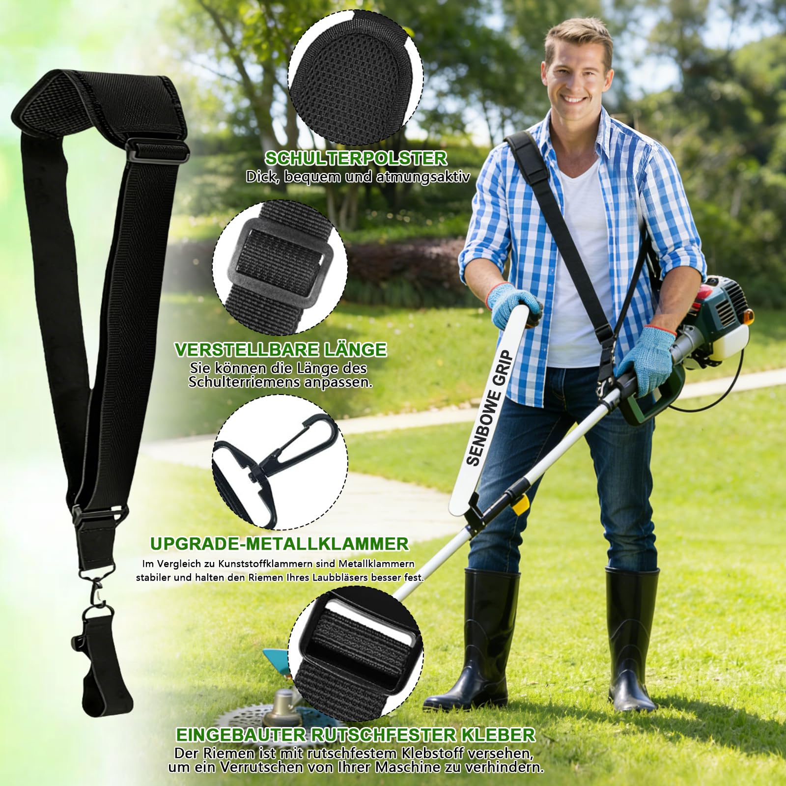 Extensión del mango de la cortadora de césped, mango ergonómico para desbrozadora, mango universal para cortar fácilmente el patio