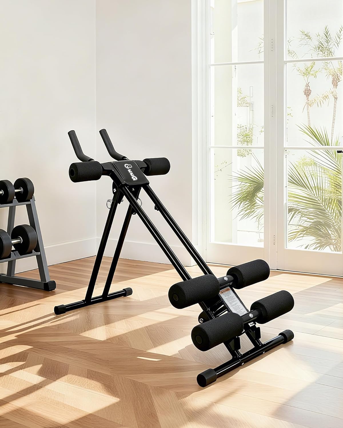 Ab Machine Abdominal Trainer Machine : Adjustable Ab Cruncher Foldable Core Strength Training Equipment Stomach Workout for Home Gym