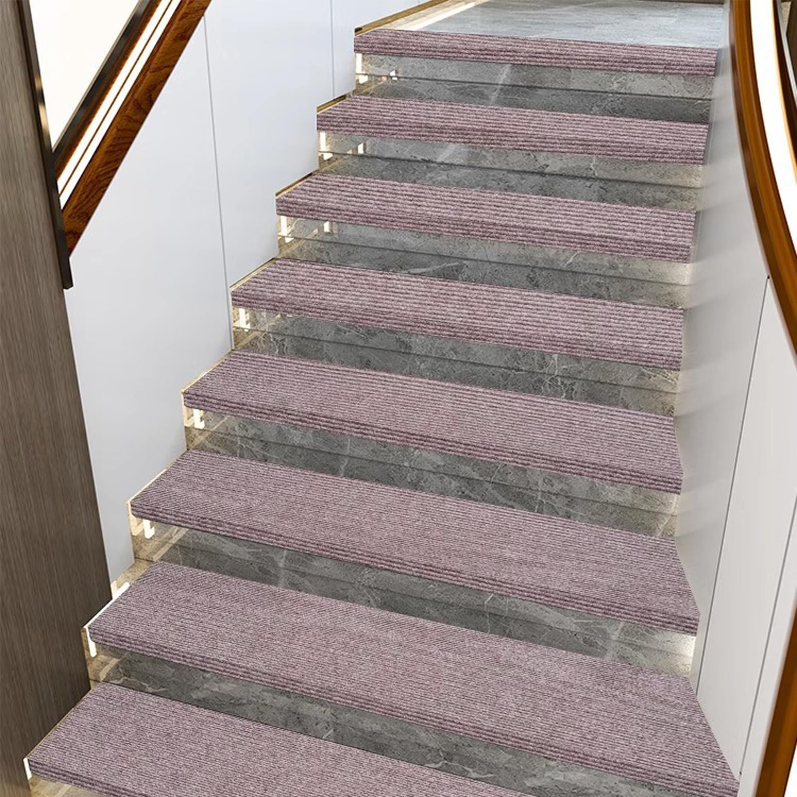 YTBHSHXZ stair treads， 8" X 30" Indoor Stair Runners Rugs Self Adhesive Pads for Staircase Step Treads(Beige Dumpling,15pcs)