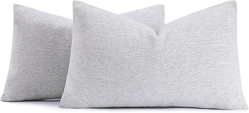 decorUhome Juego de 2 fundas de almohada decorativas de felpilla de 12 x 20 pulgadas, fundas de almohada lumbares de granja neutra con textura
