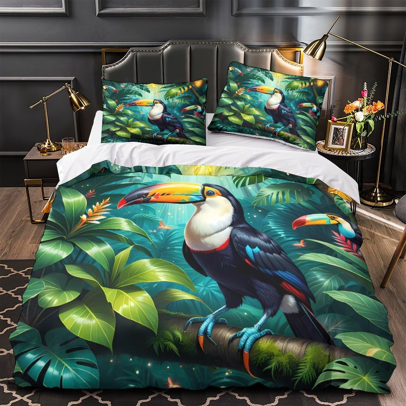 Housse de couette toucan hypoallergénique 135x200cm résout les nuits agitées des enfants