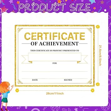 30 Pieces Certificate of Achievement Student Awards Certificates Paper Month Certificates 8.5 x 11 Inch (Gold)