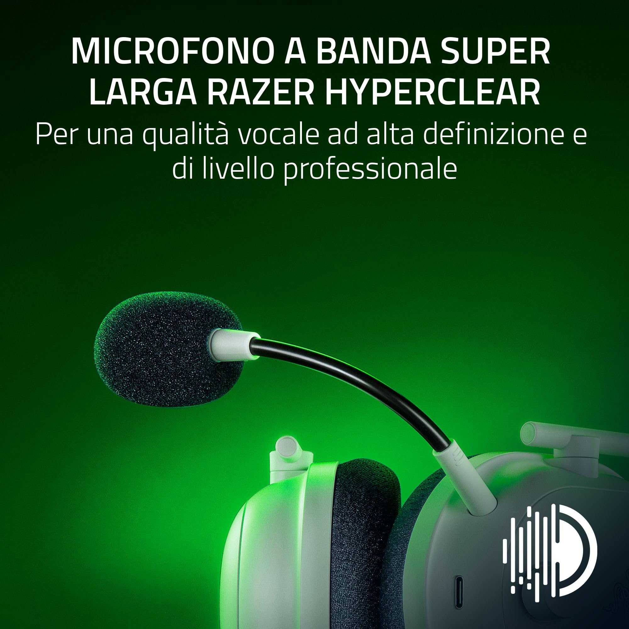 Razer Blackshark V2 Pro (Xbox) - Cuffia E-Sports Senza Fili per Xbox S|X e One (Membrane Triforce da 50mm, HyperSpeed Wireless 2,4 GHz, Microfono HyperClear staccabile) Bianco