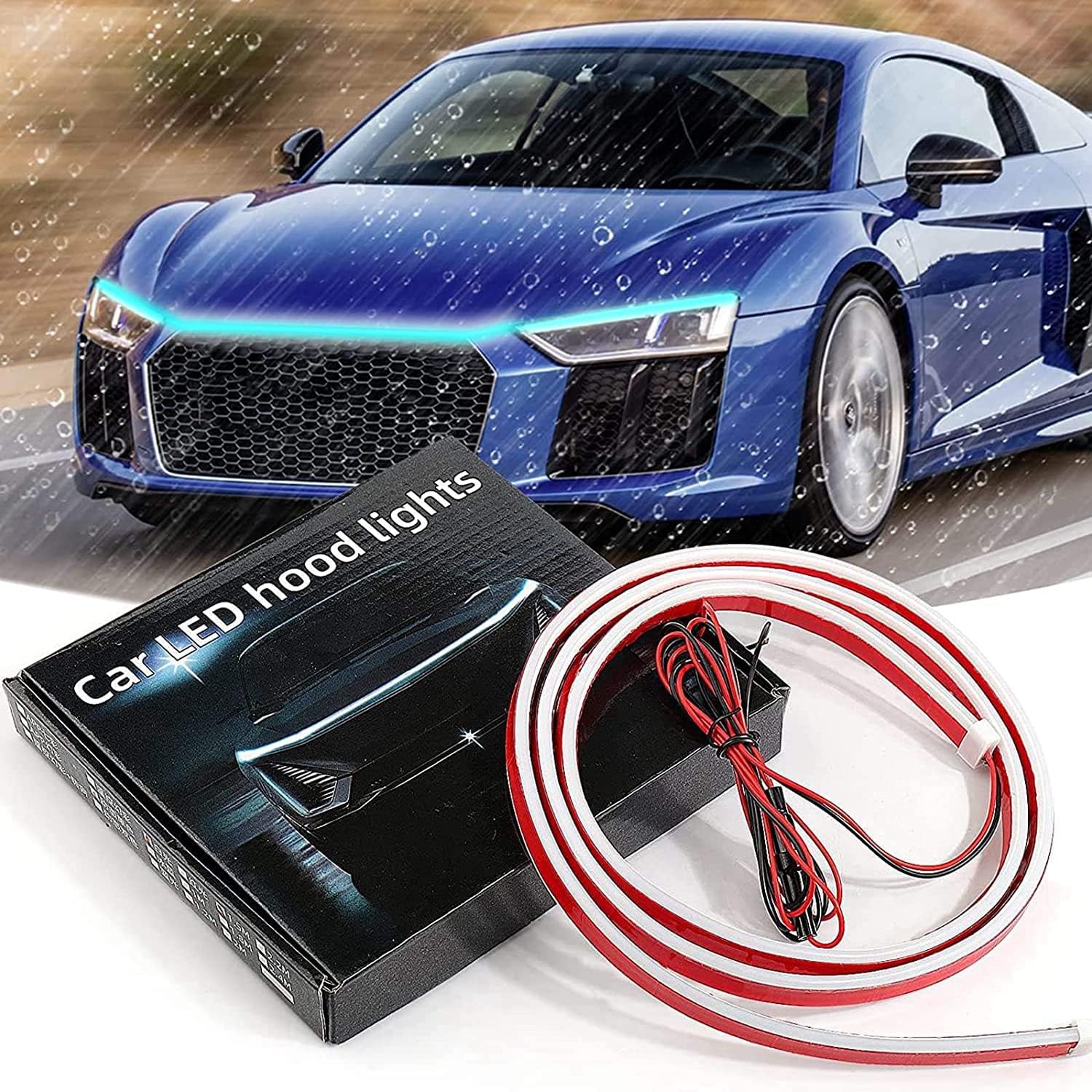 Amazon KFLING 1.5m カーフードライトストリップ、ダイナミックカーLEDライトストリップ、車、トラック、SUV用の外部