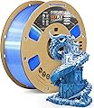 OVERTURE Filament Soie PLA Double Couleur 1,75 mm pour imprimante 3D, 1 kg bobine (2,2 lbs), Précision Dimensionnelle +/- 0,02 mm 3D Printer Filament (Soie Bleu-Argent)