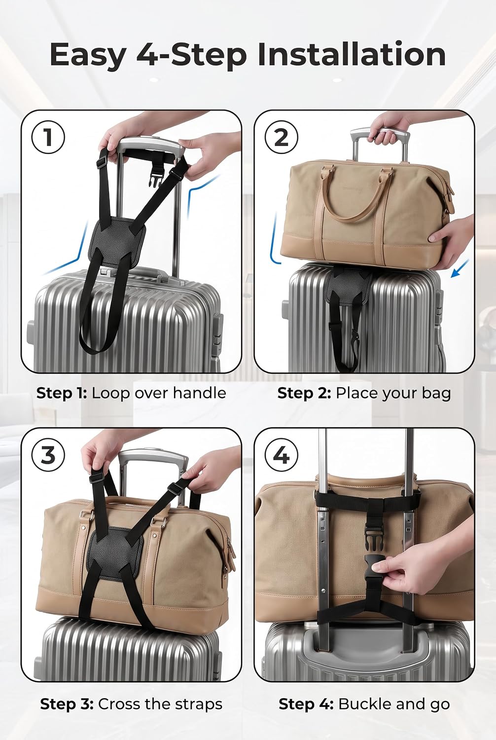 Adjustable Elastic Luggage Connector Strap for Suitcases, Travel Accessory image 4