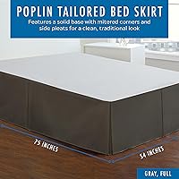 Vista 2 de Fresh Ideas Falda de cama a medida de popelín, diseño de mezcla de algodón, longitud de caída de 14 pulgadas, matrimonial, gris (FRE20114GRAY02)