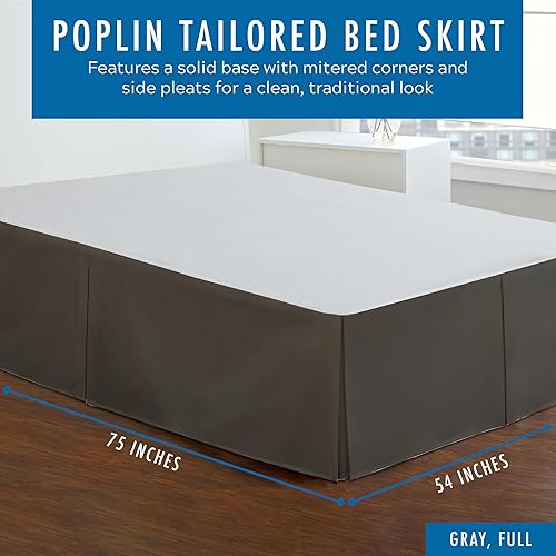 Miniatura 2 de Fresh Ideas Falda de cama a medida de popelín, diseño de mezcla de algodón, longitud de caída de 14 pulgadas, matrimonial, gris (FRE20114GRAY02)