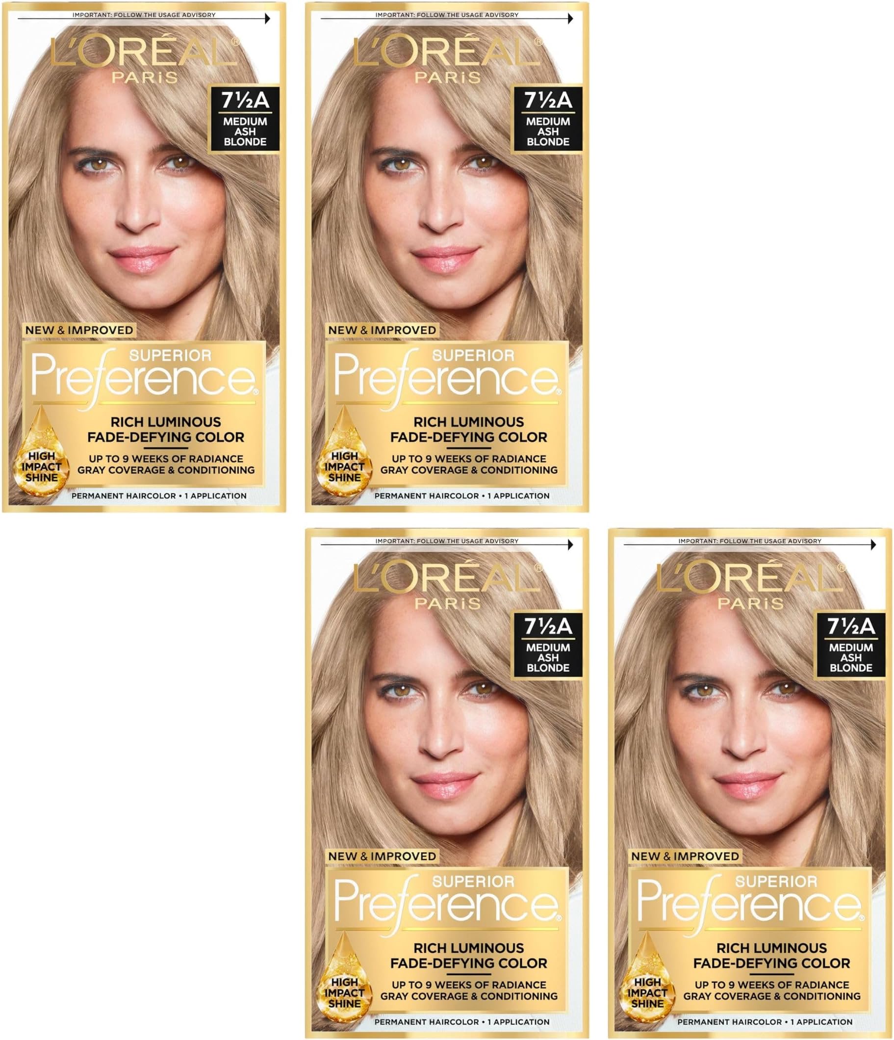 LโOreal Paris 7.5A Medium Ash Blonde Kit(4 Packs)