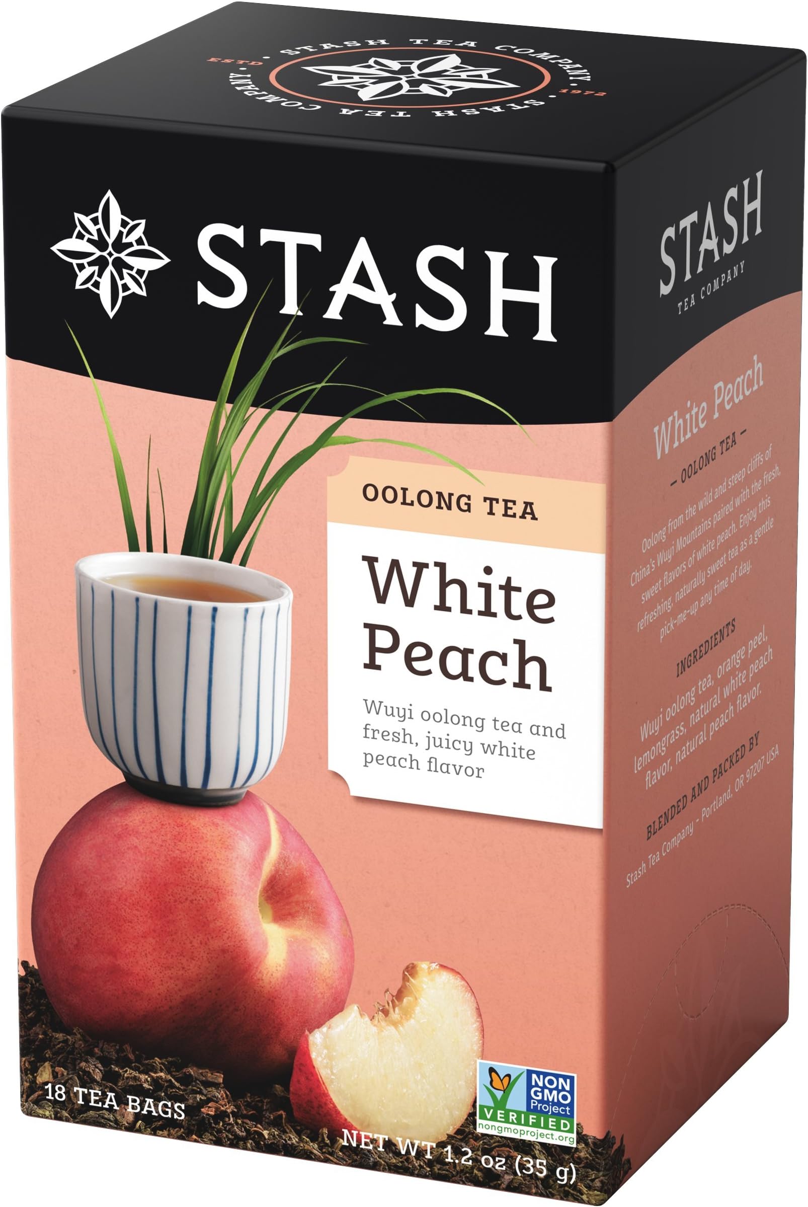 Stash Tea White Peach Wuyi Oolong Tea - Caffeinated, Non-GMO Project Verified Premium Tea with No Artificial Ingredients, 18 Count (Pack of 6) - 108 Bags Total