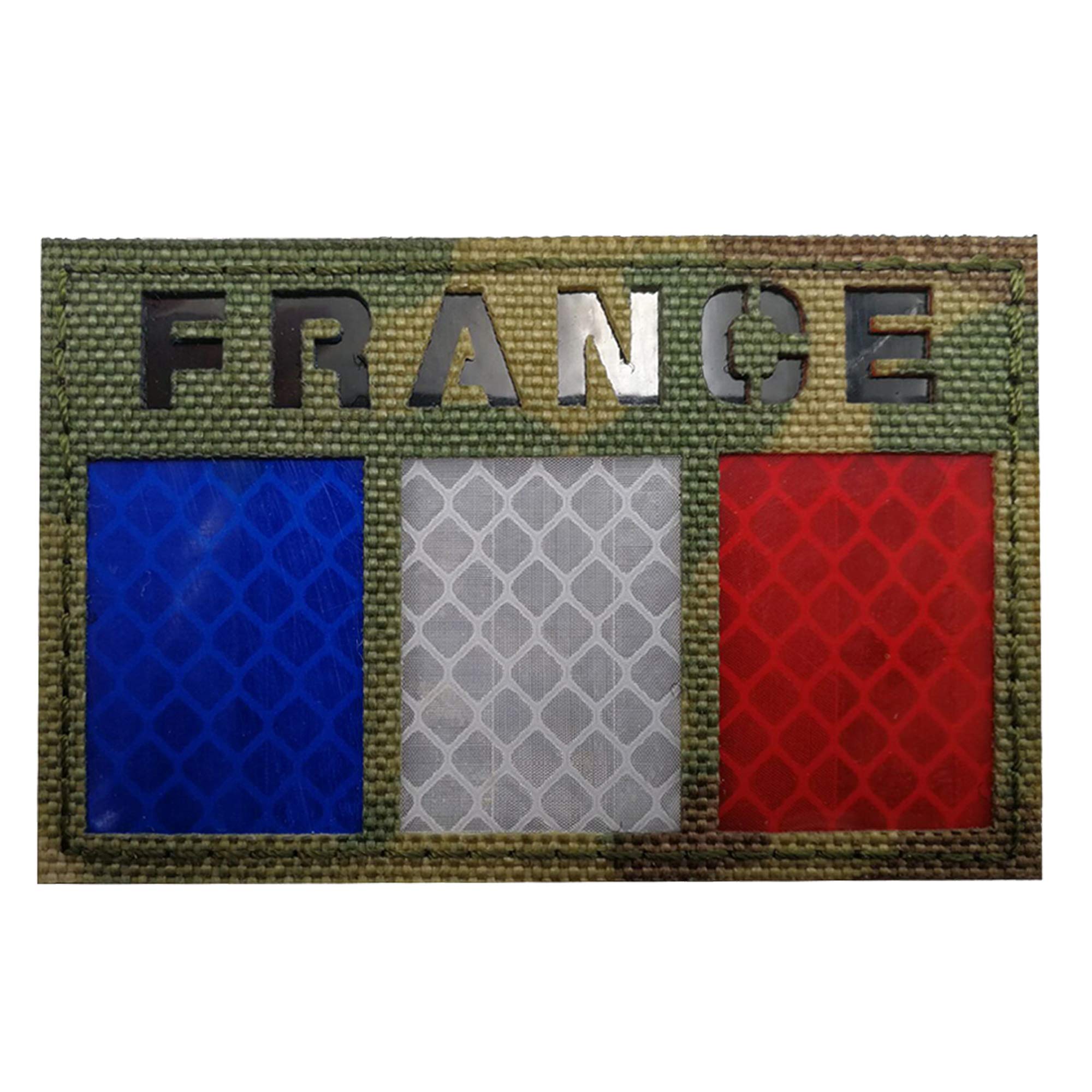 Set Di 4 Toppe Tattiche Morale Con Bandiera Della Francia E Retro IR Riflettente - Ricamate, Con Attacco A Strappo Per Zaini E Vestiti - 3