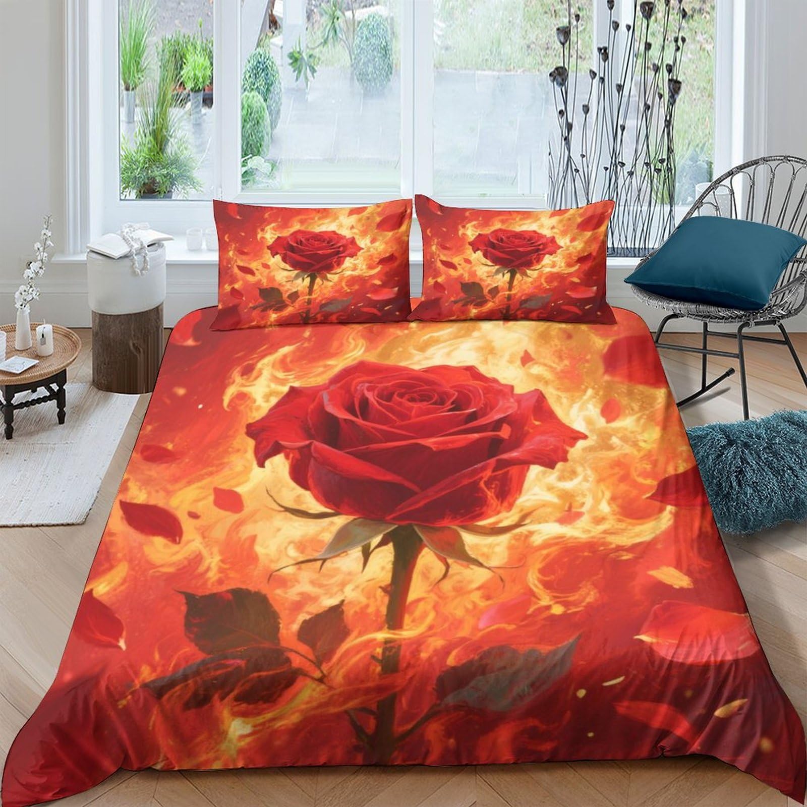 Housse de couette 200x200 rose 3D zippée en microfibre pour éliminer les couettes qui glissent