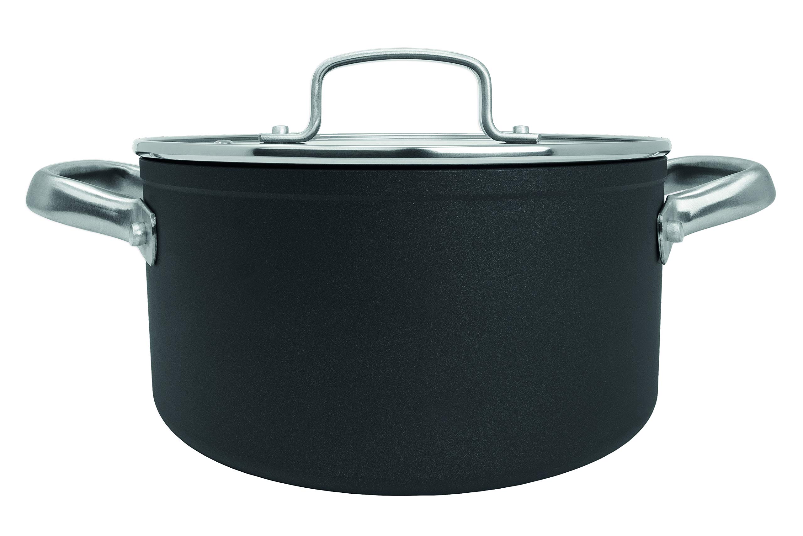 Arcos Serie Samoa | Cacerola Antiadherente 24 cm y 4,3 L | Aluminio Forjado | Apta cualquier cocina | Asas Acero Inoxidable Efecto Frio | Sistema ahorro energético | Apta lavavajillas | Color Negro