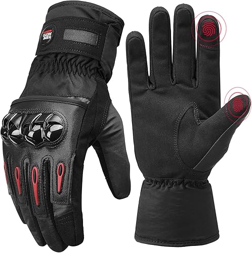 KEMIMOTO Guantes de motocicleta de invierno para hombres y mujeres, guantes impermeables para pantalla táctil, para ATV, esquĂ, moto de nieve KEMIMOTO Guantes de motocicleta de invierno para hombres y mujeres, guantes impermeables para pantalla táctil, para ATV, esquĂ, moto de nieve