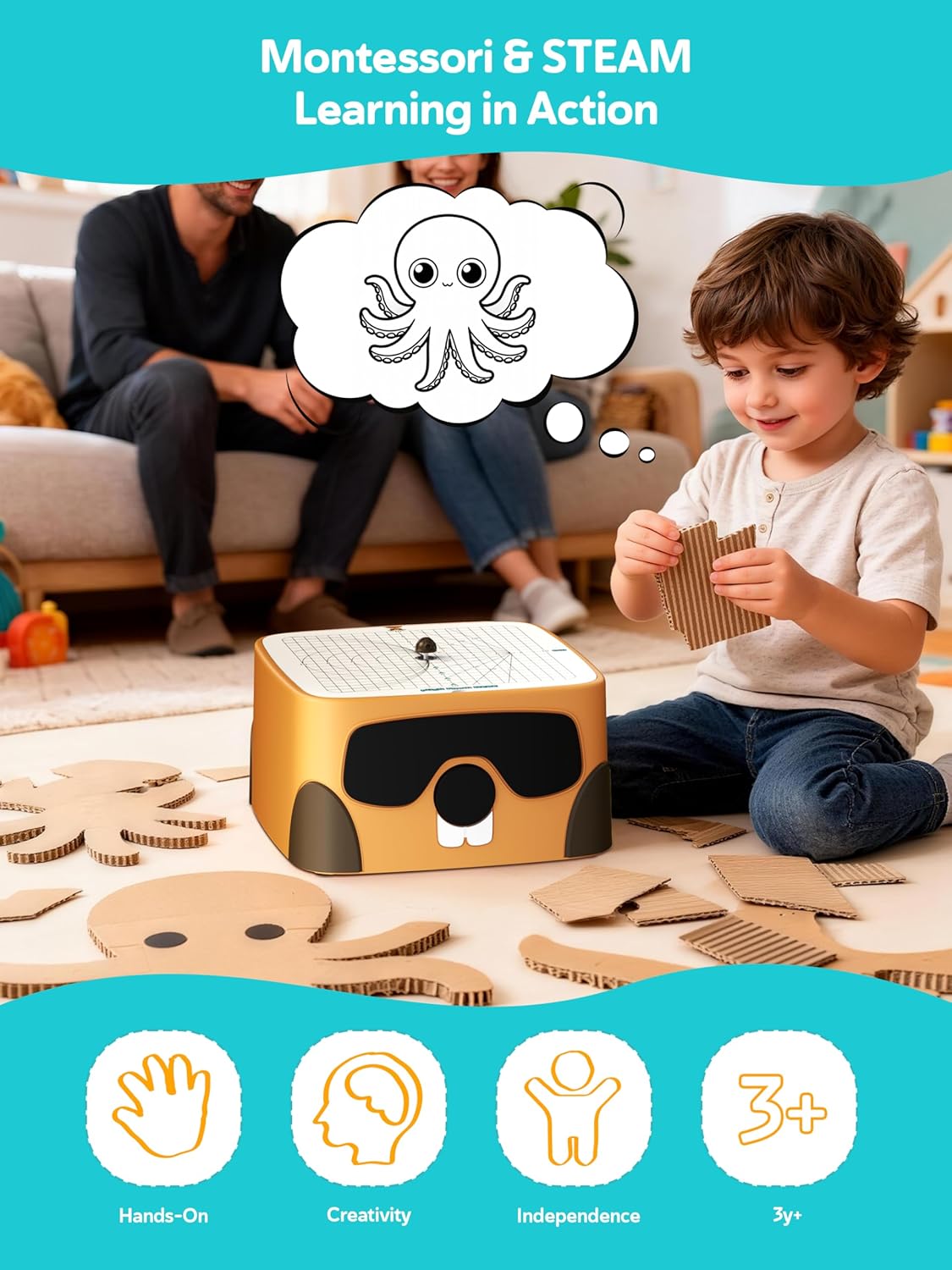 Safe Cardboard Cutter for Kids Creative Arts & Crafts, Educational STEAM & STEM Toy for 3+ Boys and Girls, Upcycled Power Cutting Tools for Hands-On Family & School Projects